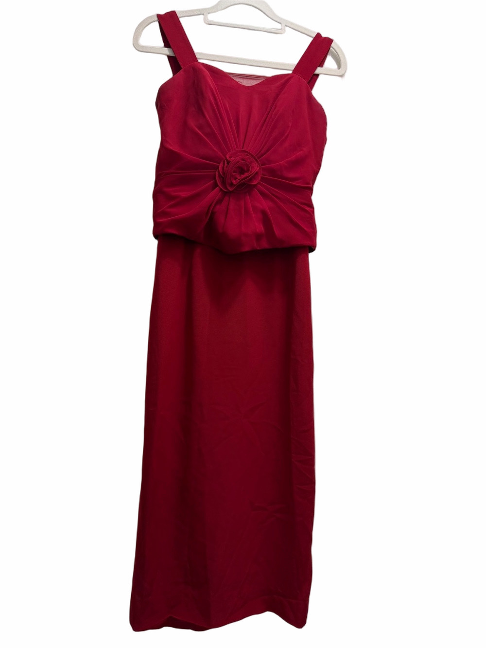 Mac Duggal Red Dress With Cropped Jacket Size 6 W/ Detailed Embroidered Roses - Picture 3 of 16